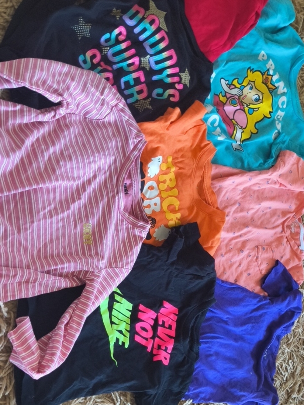 Size 4/5 Girls Mixed Graphic Tee Lot - Bright Multi Colors - 7 Total